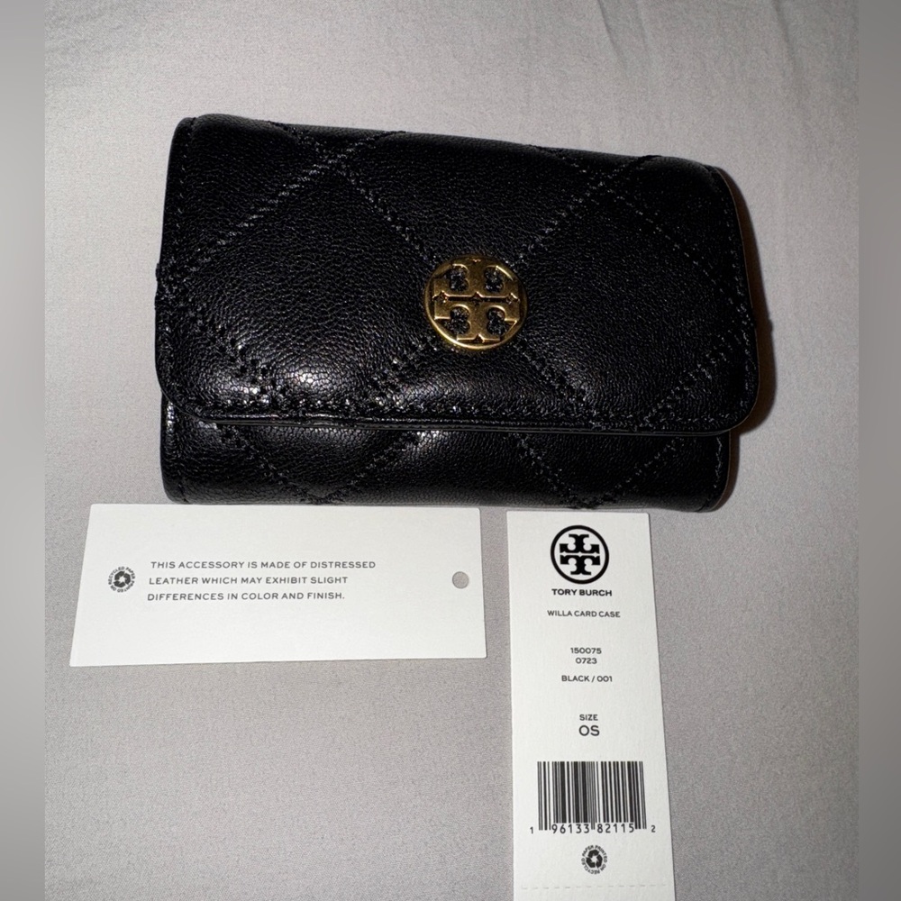 Tory Burch Black and Gold Key Card Holder